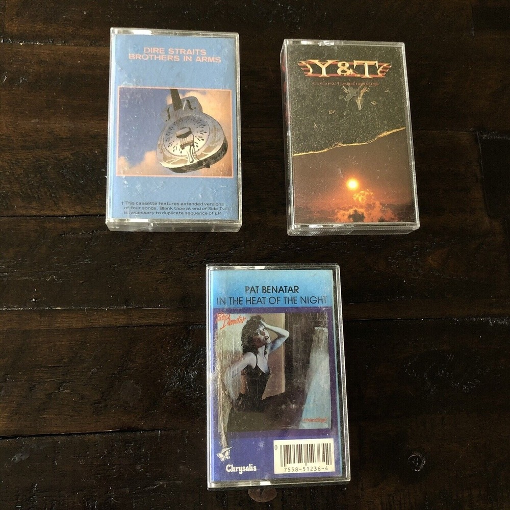 Pat Benatar‎ Dire Straits Y & T Lot Of 3 Cassette Tapes In The Heat Of The Night